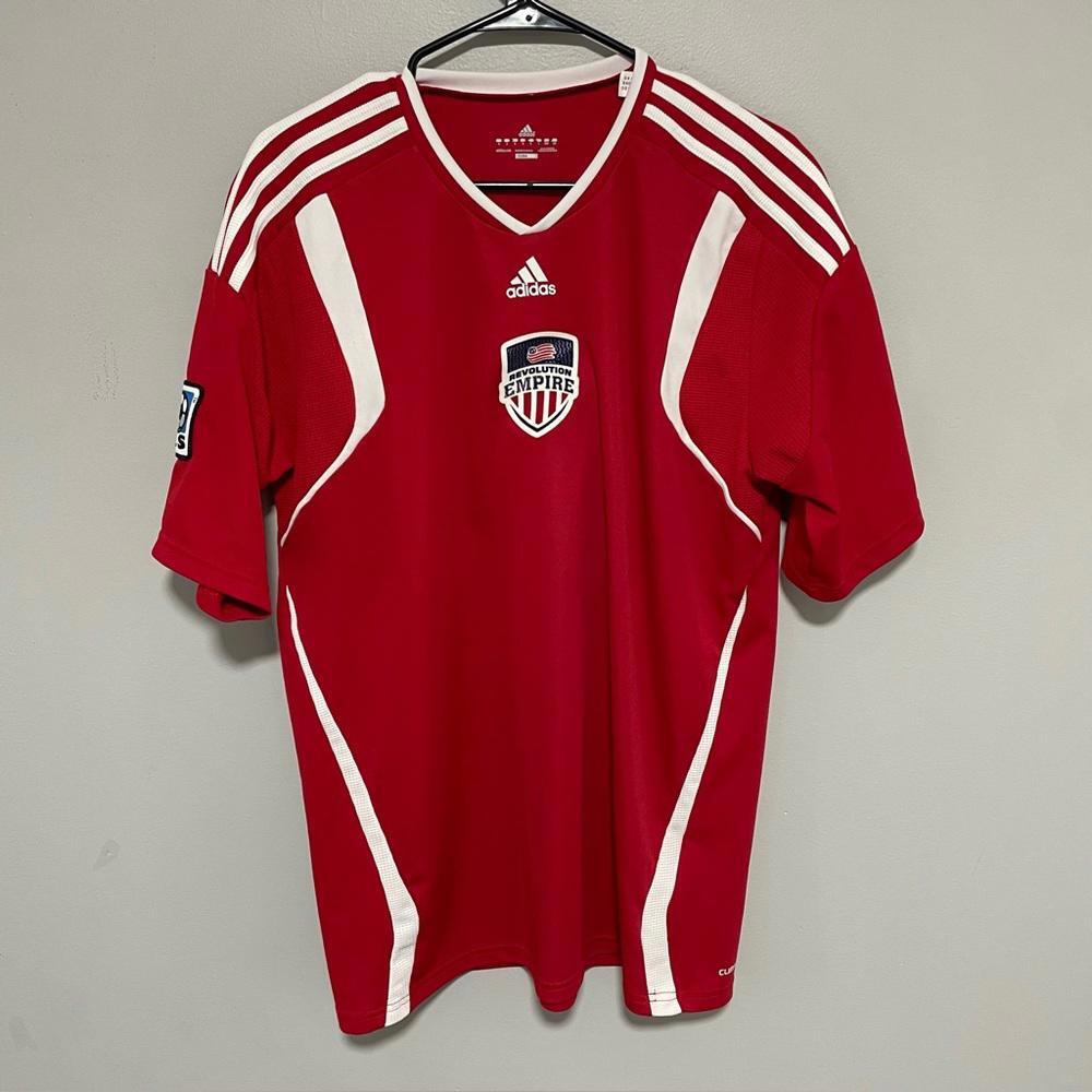 Adidas MLS Red And White Jersey Empire Revolution Size Large Shirt Pullover FS